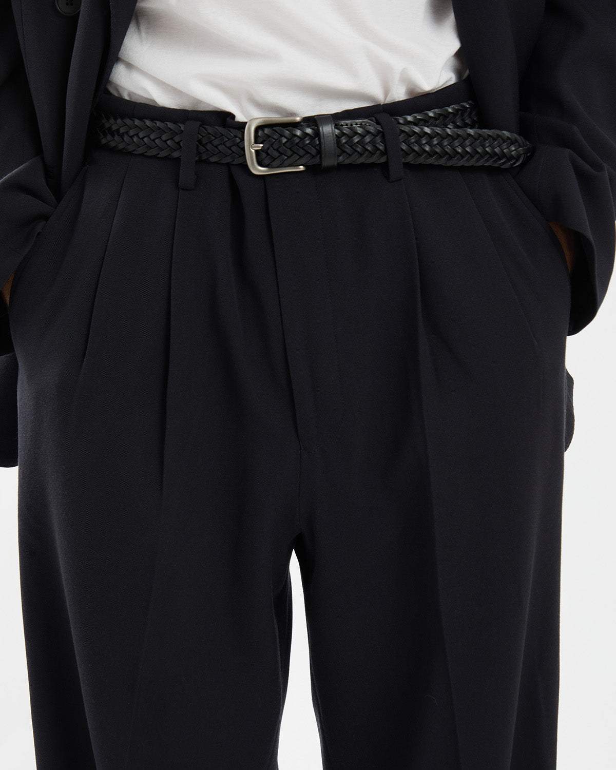 WOOL WIDE TAPERED TROUSERS
