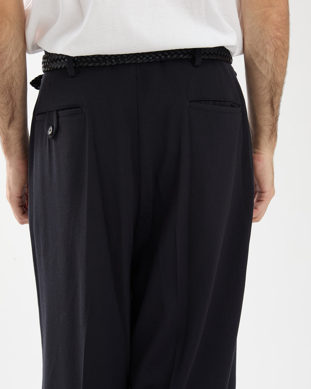 WOOL WIDE TAPERED TROUSERS