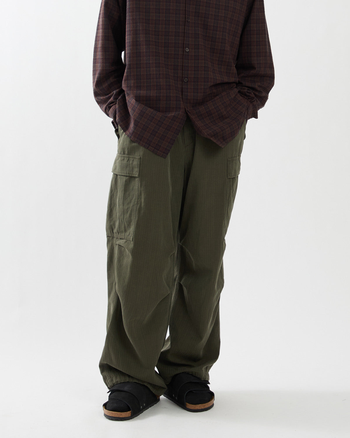 WASHED COTTON SILK LINEN HBT M-51 OVER PANTS