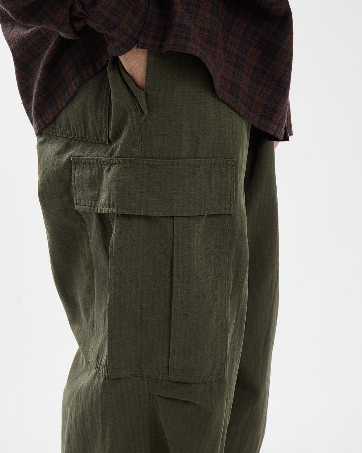 WASHED COTTON SILK LINEN HBT M-51 OVER PANTS