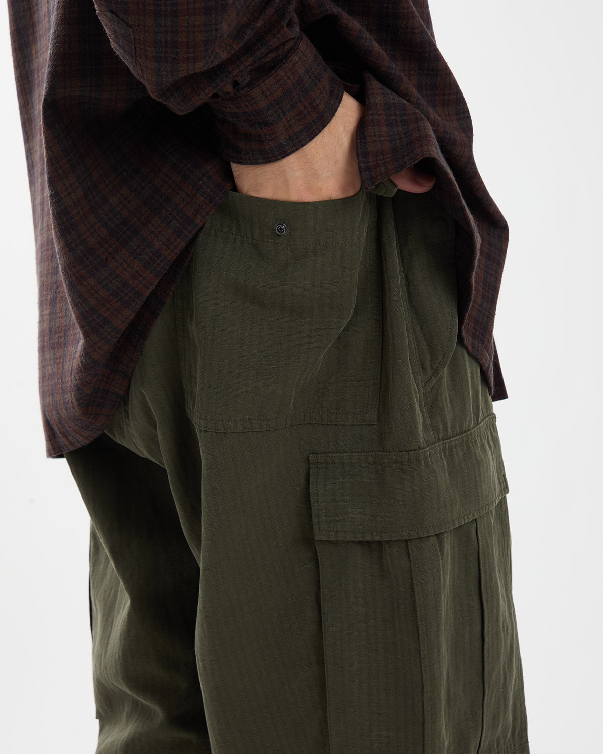 WASHED COTTON SILK LINEN HBT M-51 OVER PANTS