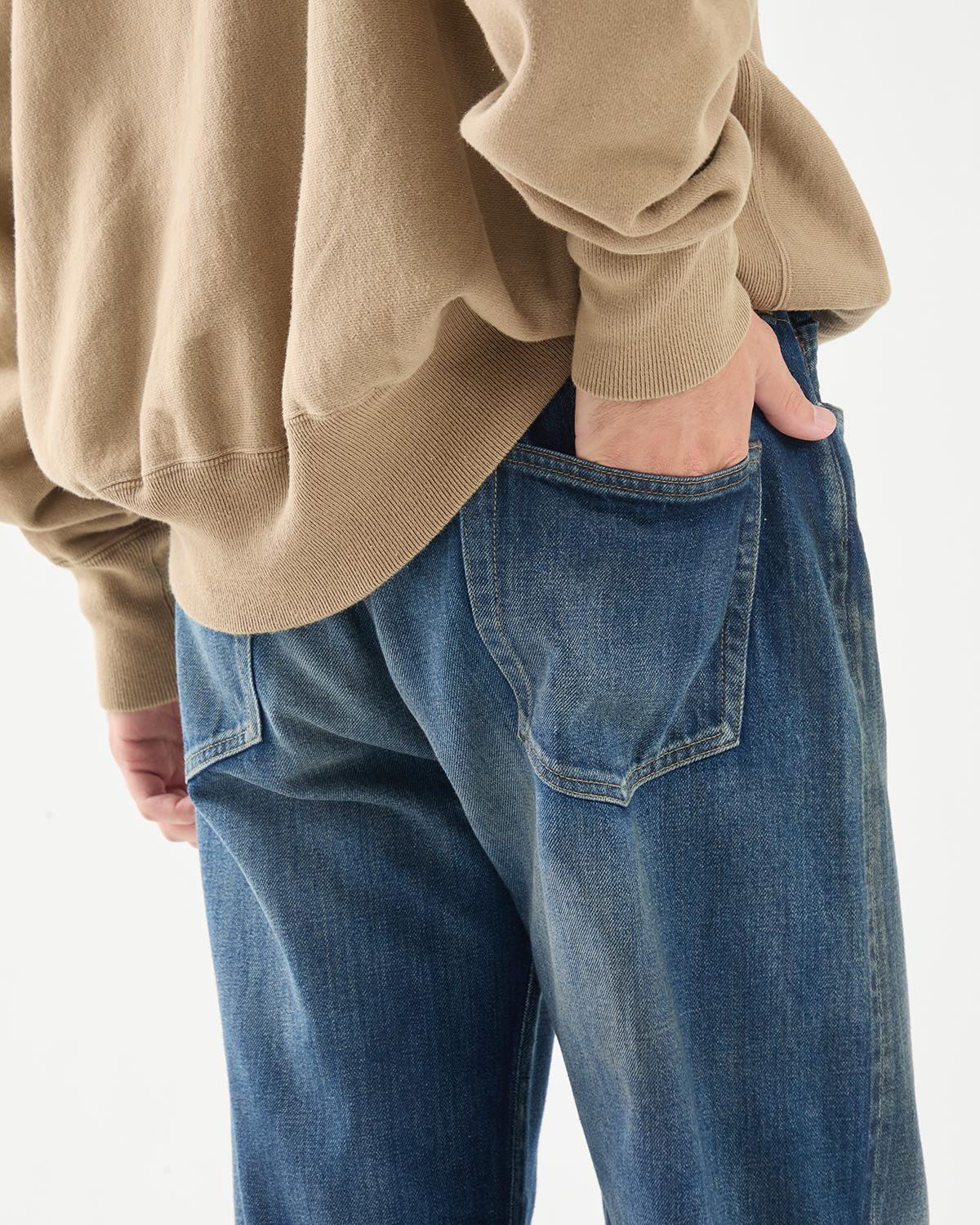 VINTAGE WASHED STRAIGHT DENIM PANTS