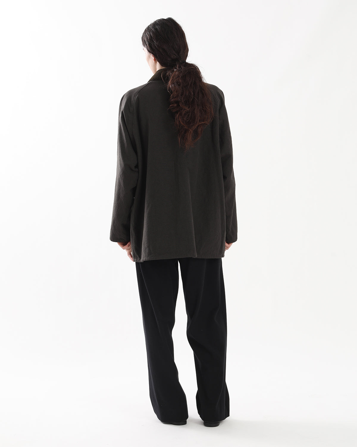 COTTON SILK TWILL WIDE TROUSERS