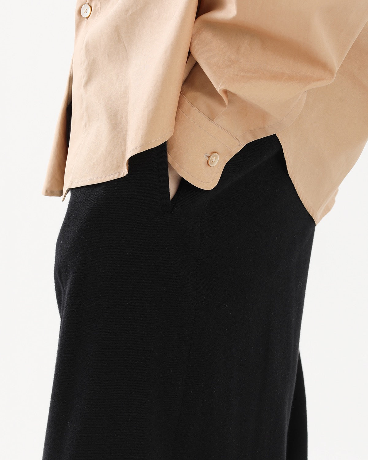 COTTON SILK TWILL WIDE TROUSERS