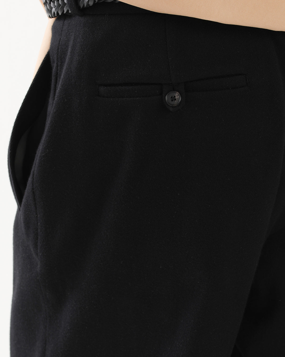 COTTON SILK TWILL WIDE TROUSERS