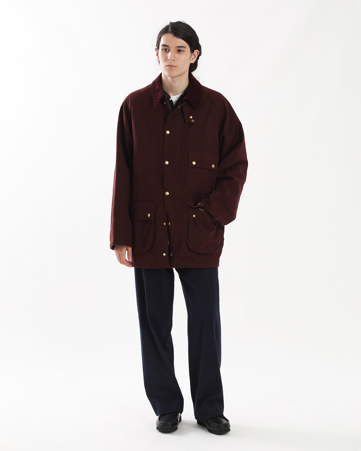 COTTON SILK TWILL WIDE TROUSERS