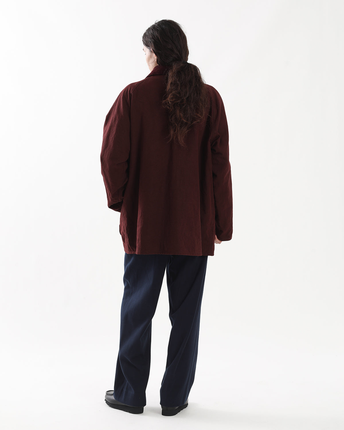 COTTON SILK TWILL WIDE TROUSERS