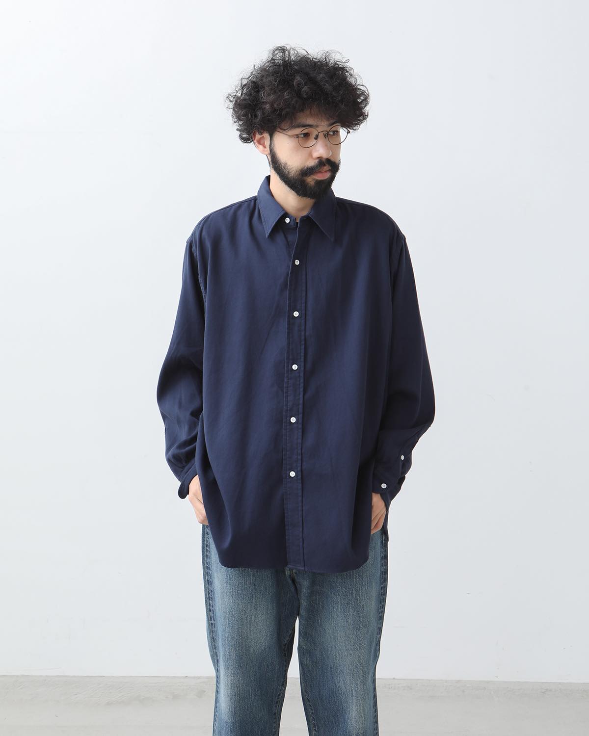 DOUBLE WEAVE TWILL REGULAR COLLAR SHIRT