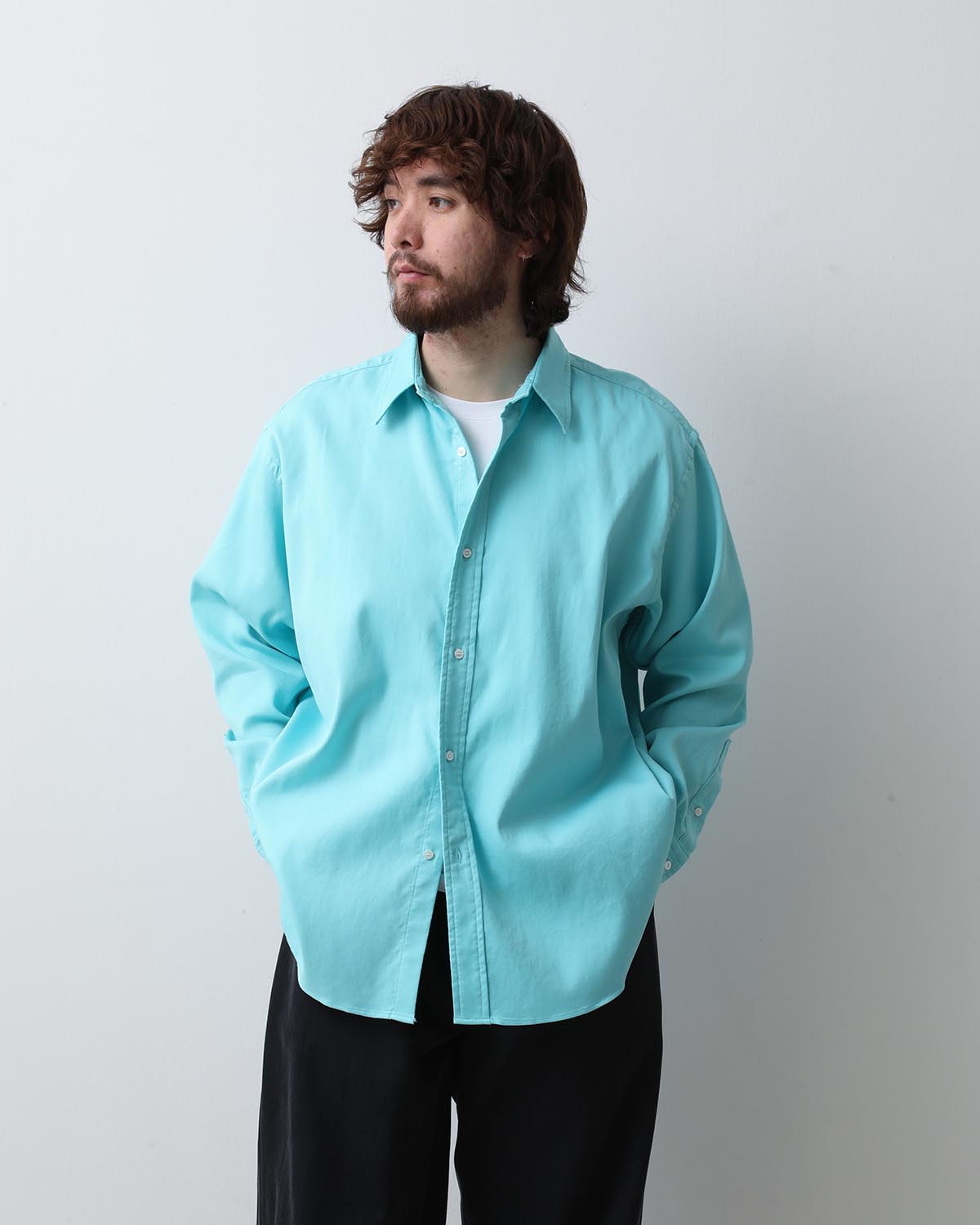 DOUBLE WEAVE TWILL REGULAR COLLAR SHIRT