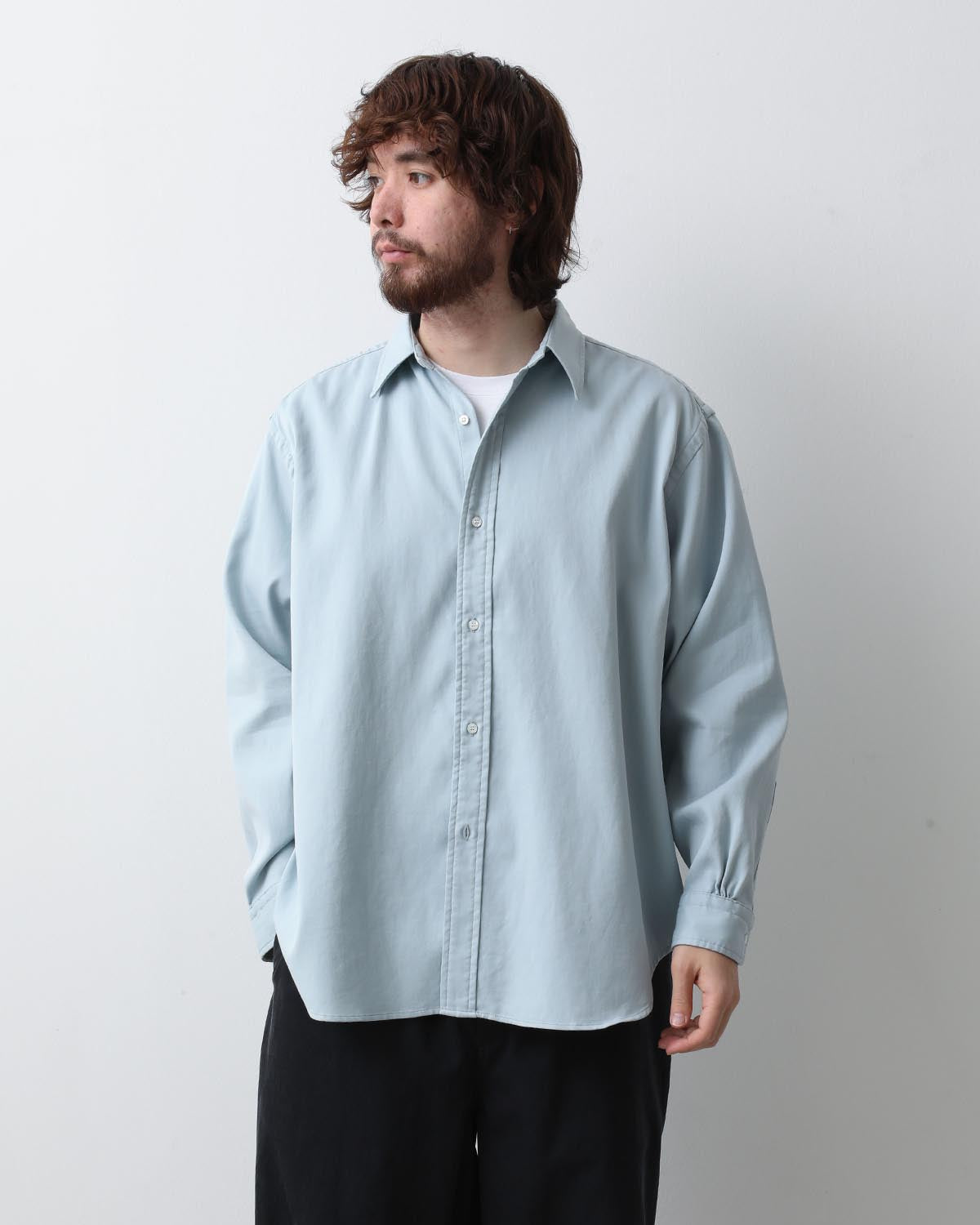 DOUBLE WEAVE TWILL REGULAR COLLAR SHIRT