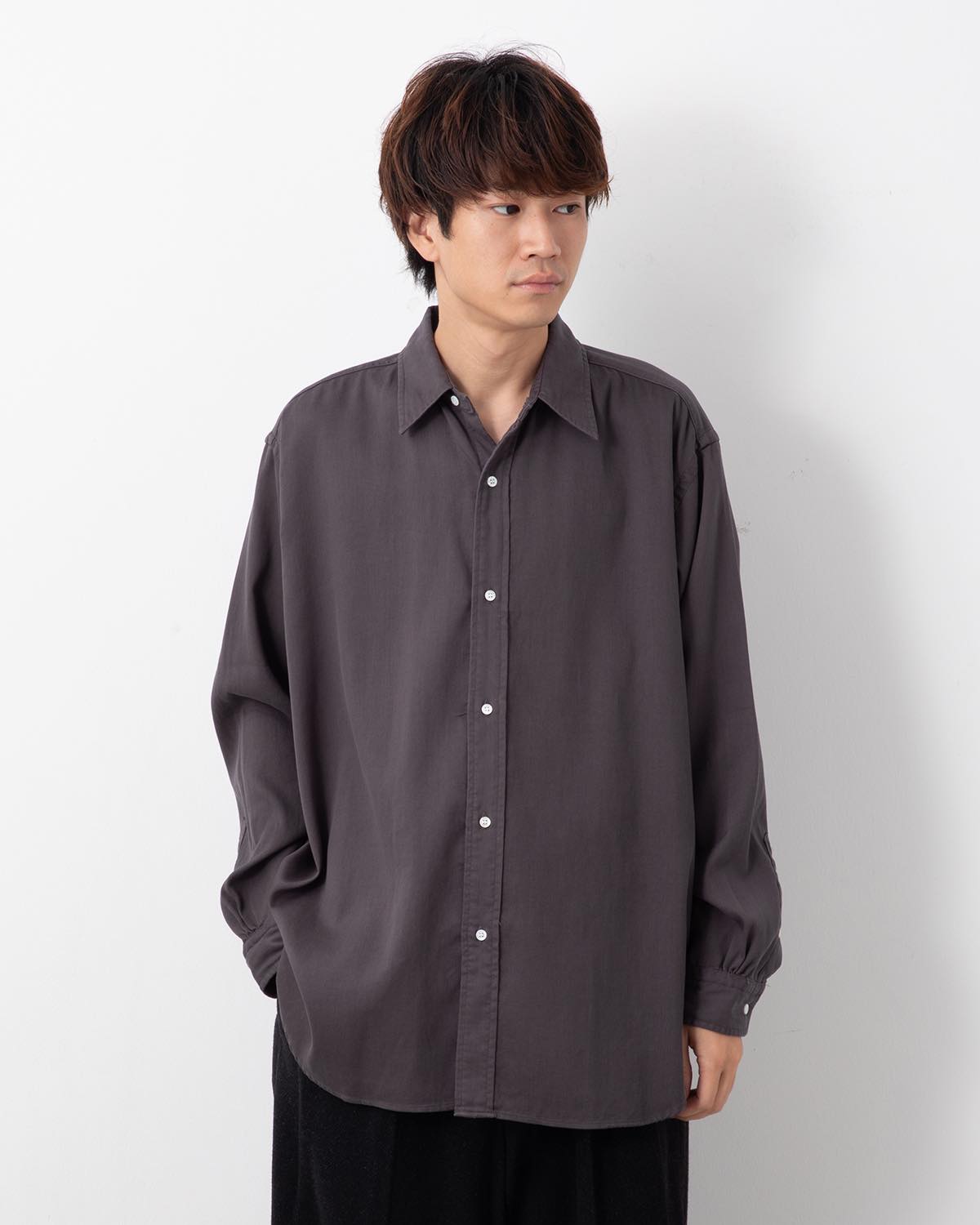DOUBLE WEAVE TWILL REGULAR COLLAR SHIRT