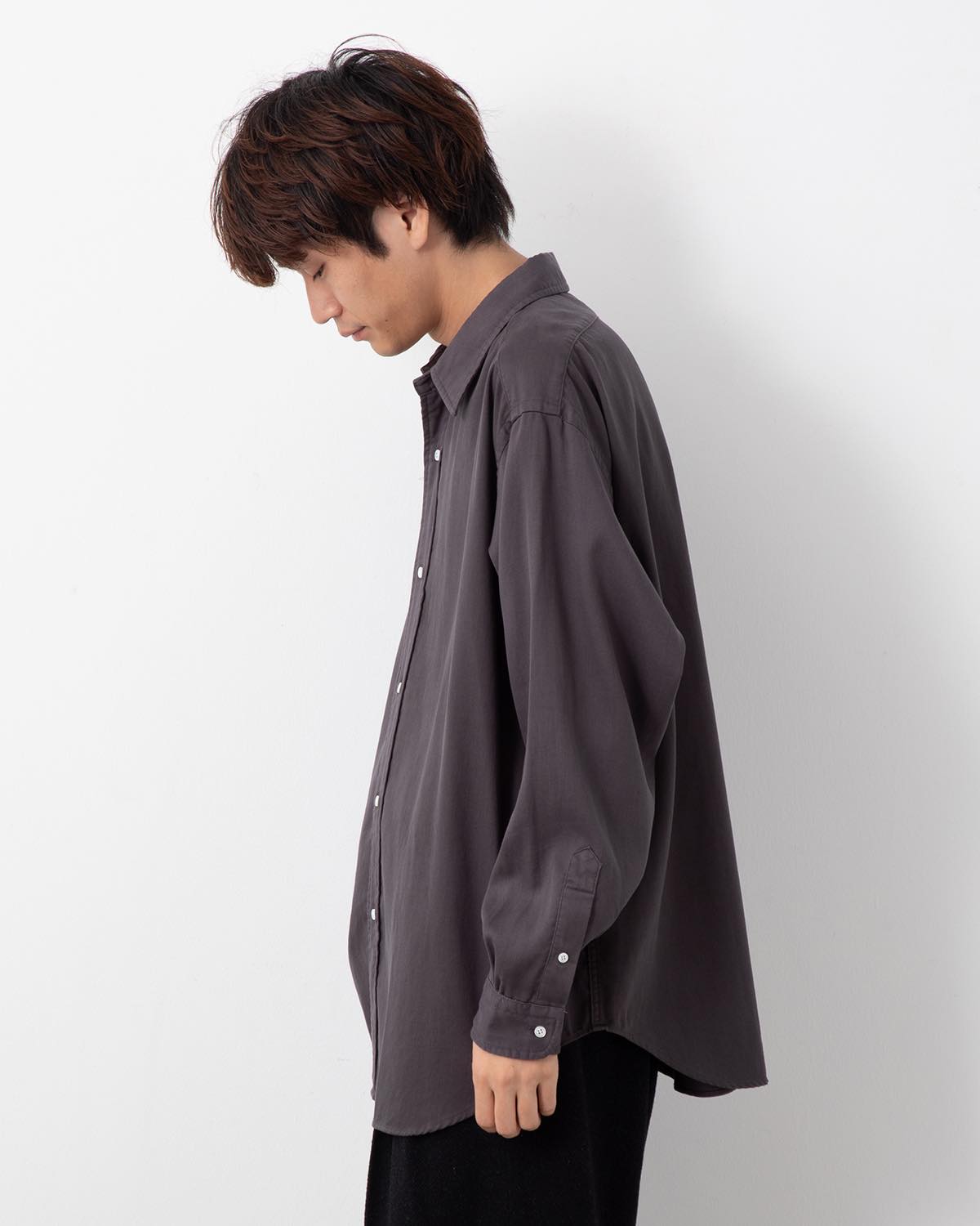 DOUBLE WEAVE TWILL REGULAR COLLAR SHIRT