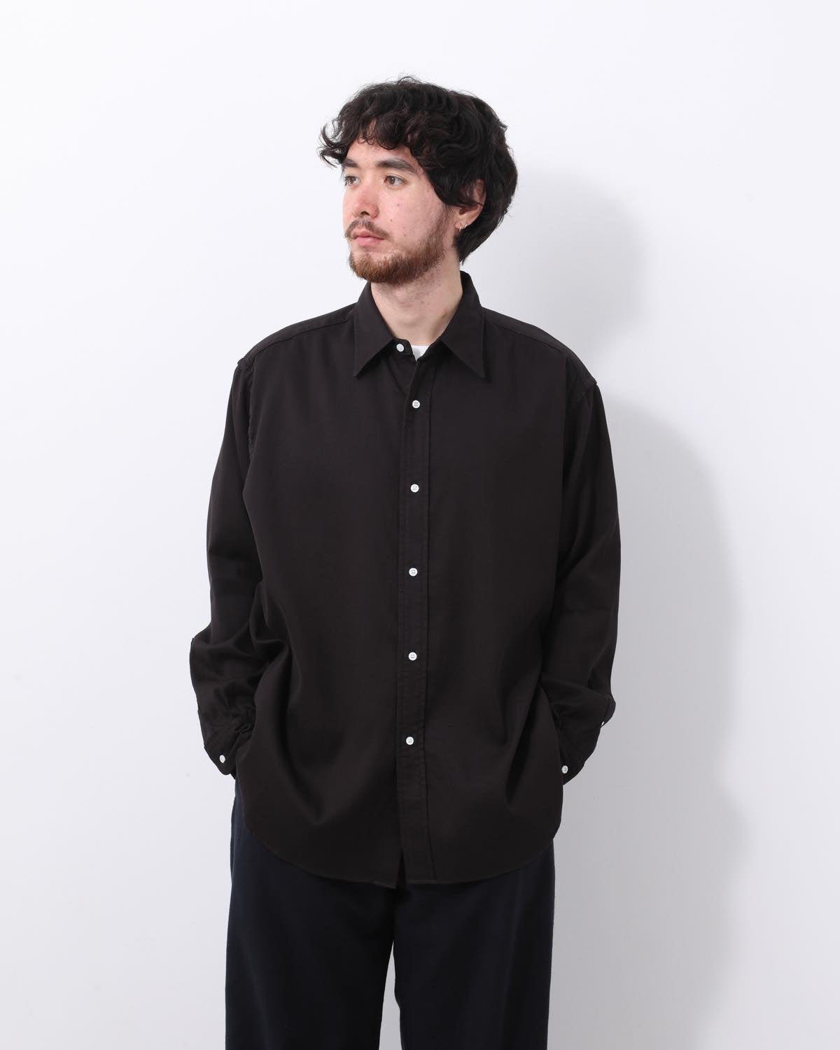 DOUBLE WEAVE TWILL REGULAR COLLAR SHIRT