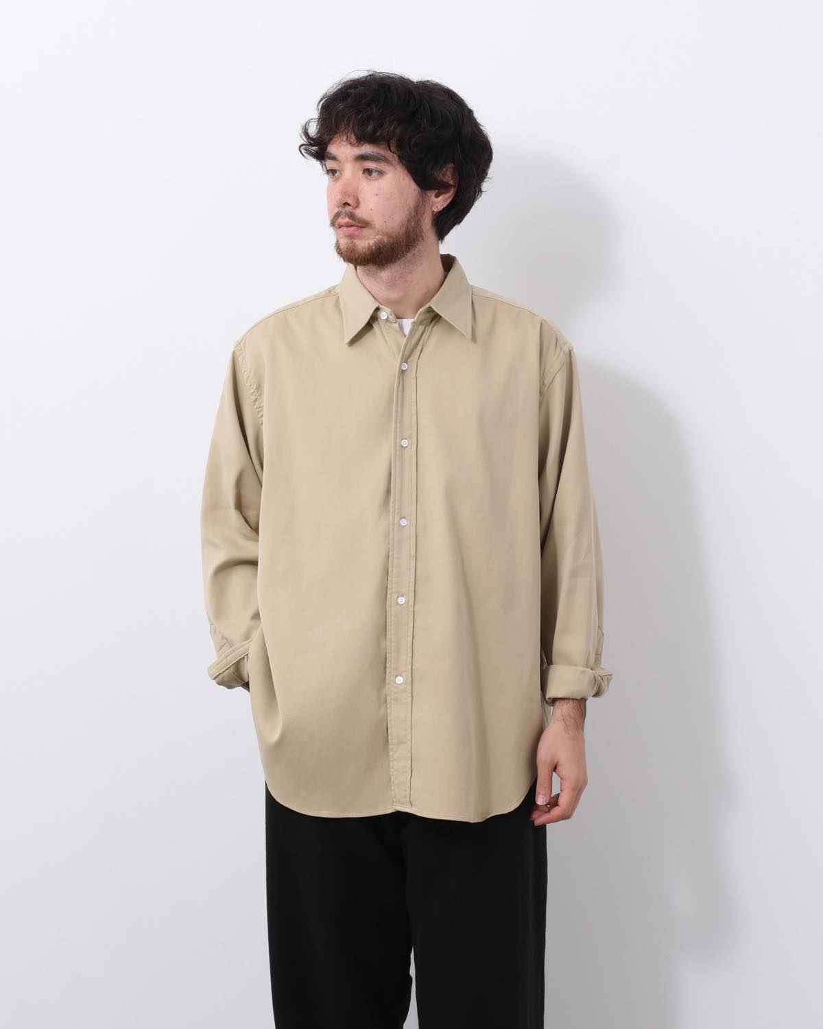 DOUBLE WEAVE TWILL REGULAR COLLAR SHIRT