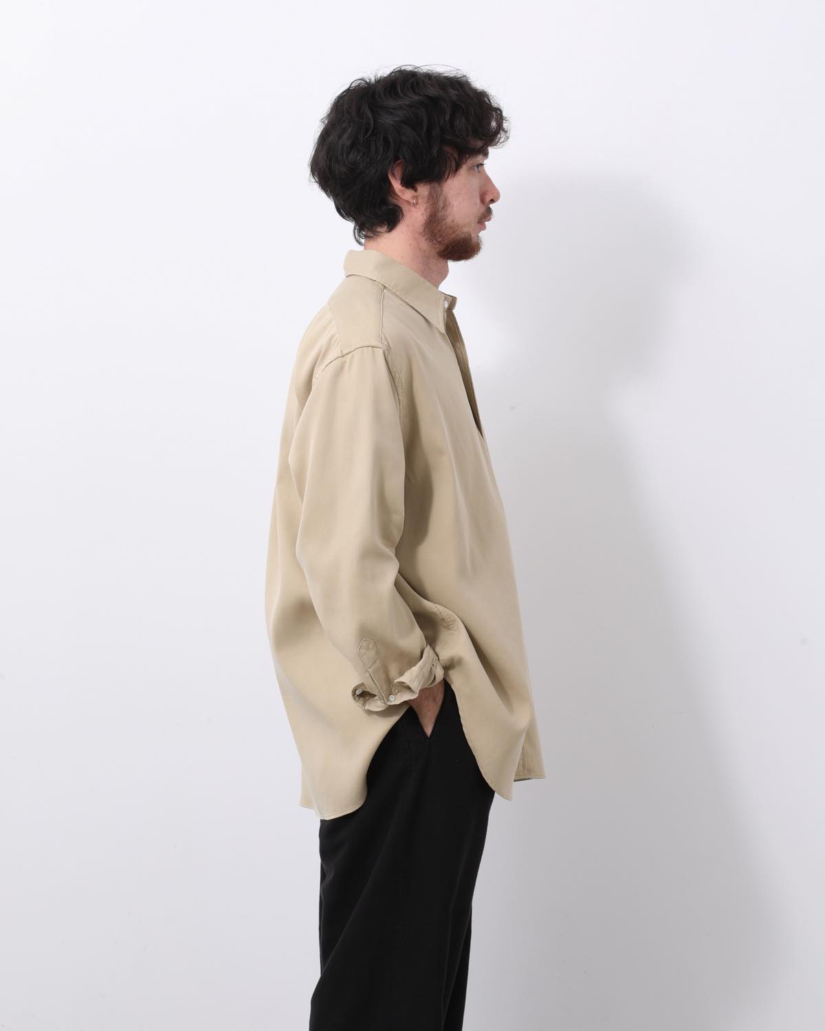 DOUBLE WEAVE TWILL REGULAR COLLAR SHIRT