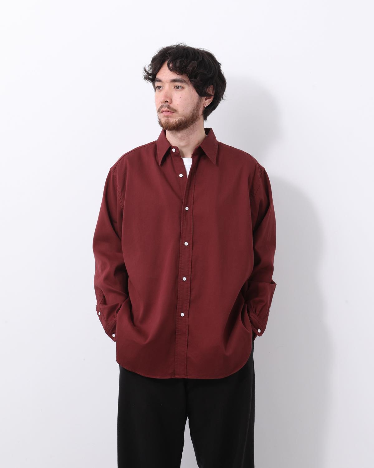 DOUBLE WEAVE TWILL REGULAR COLLAR SHIRT