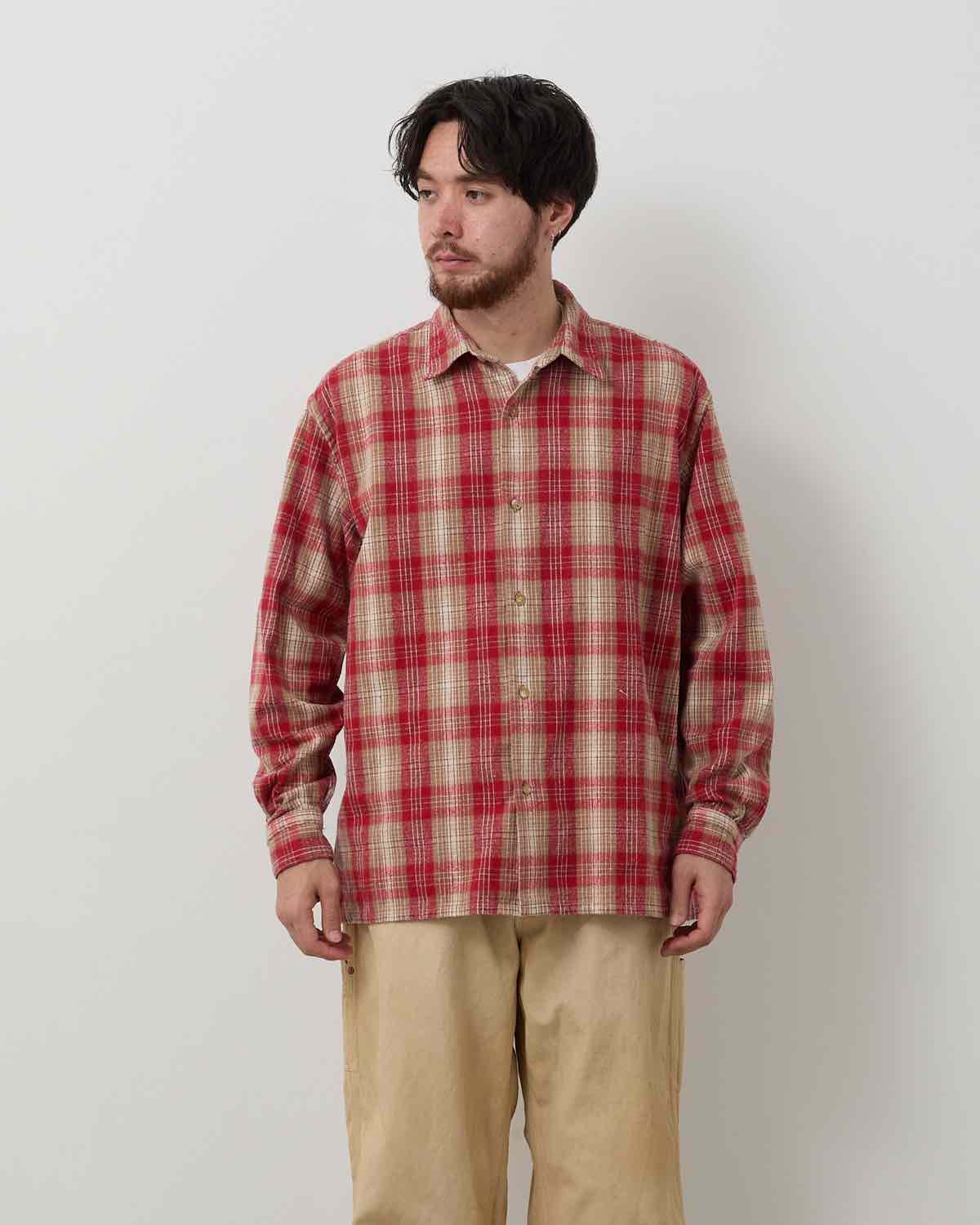 VINTAGE COTTON SILK NEP TWILL CHECK SHIRT