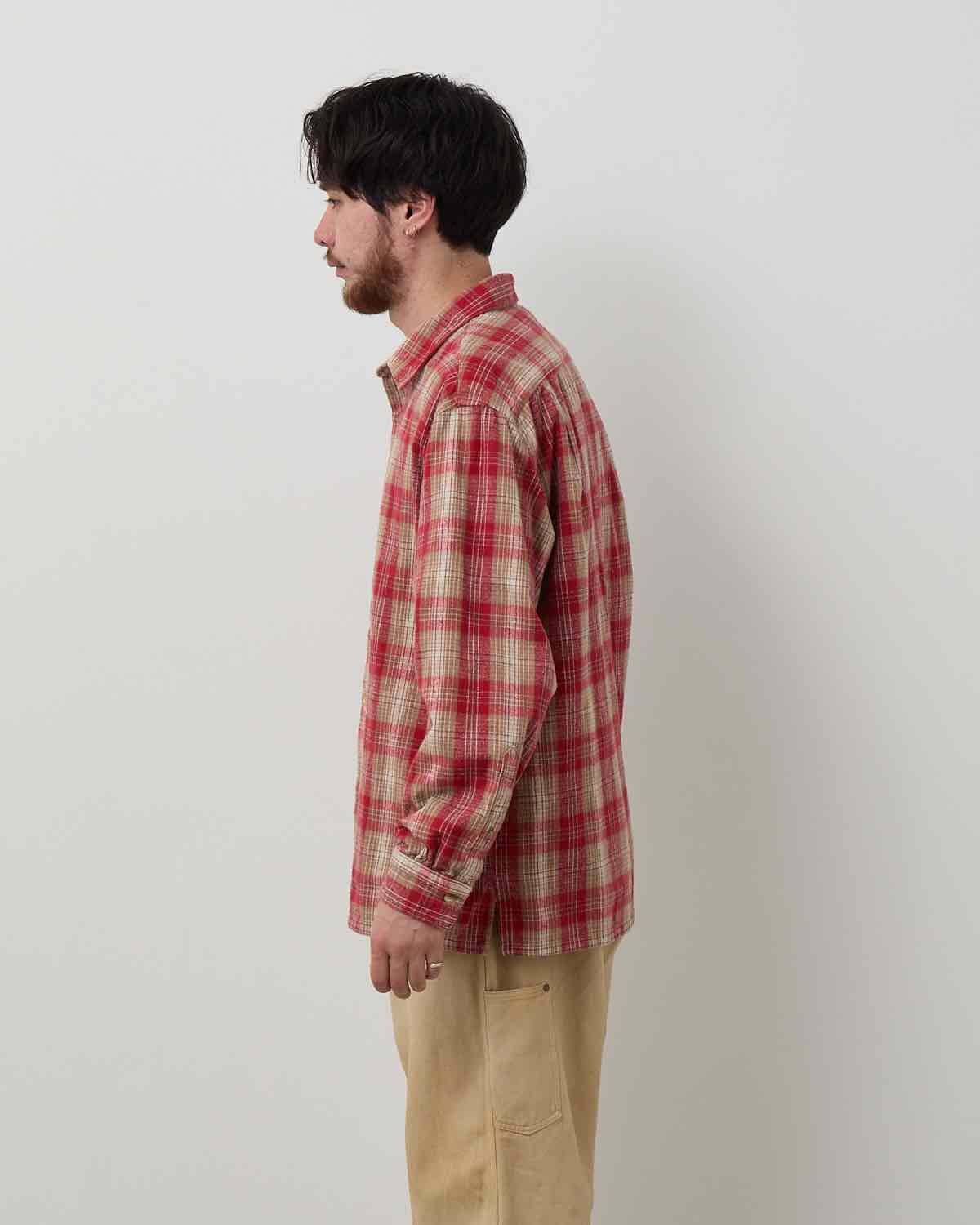 VINTAGE COTTON SILK NEP TWILL CHECK SHIRT