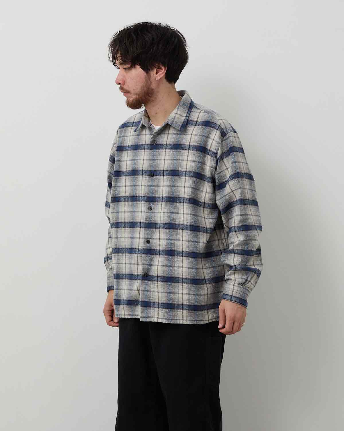 VINTAGE COTTON SILK NEP TWILL CHECK SHIRT
