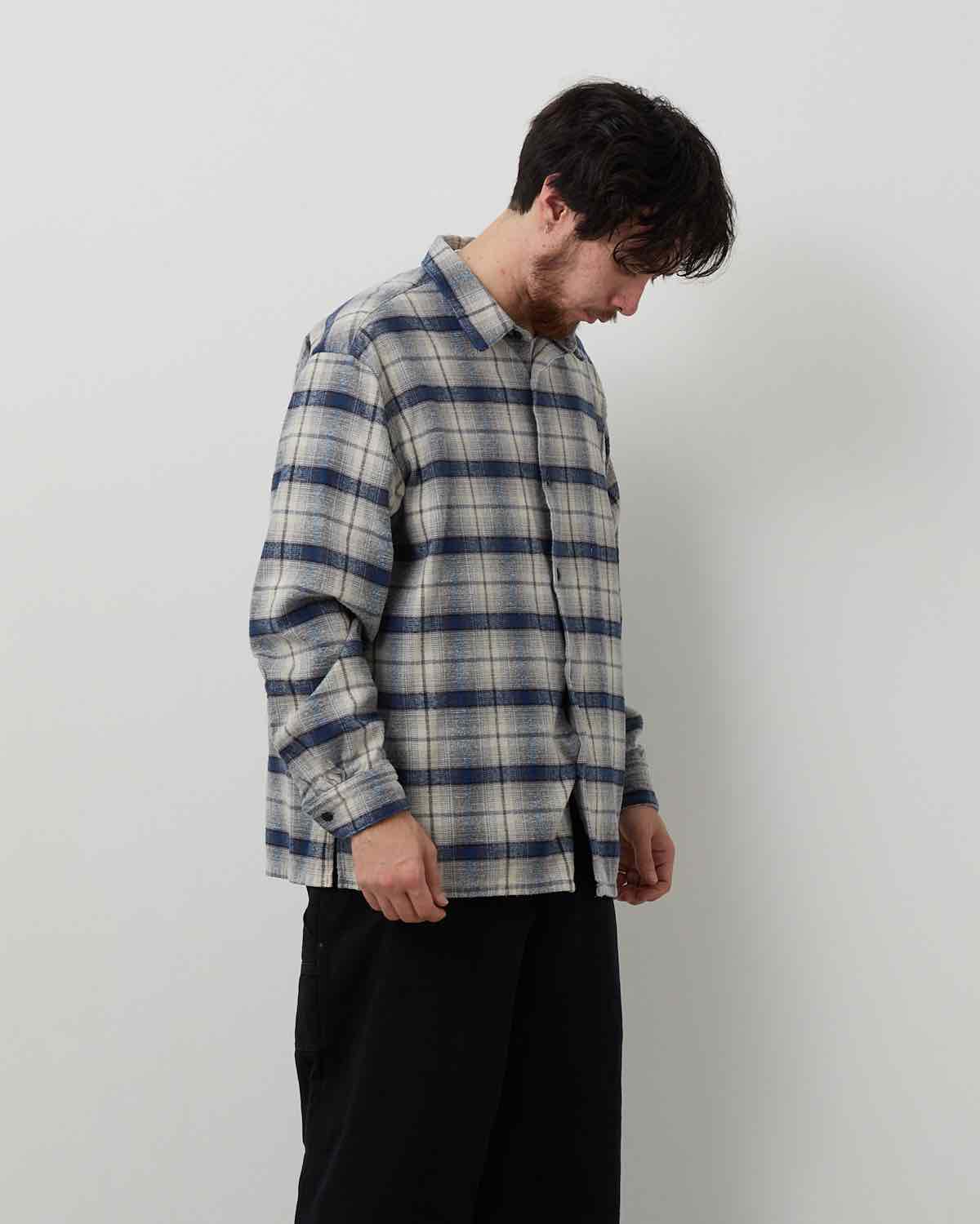 VINTAGE COTTON SILK NEP TWILL CHECK SHIRT