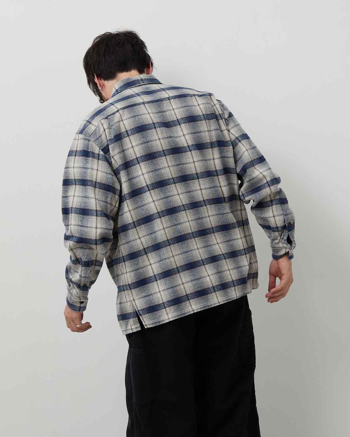 VINTAGE COTTON SILK NEP TWILL CHECK SHIRT