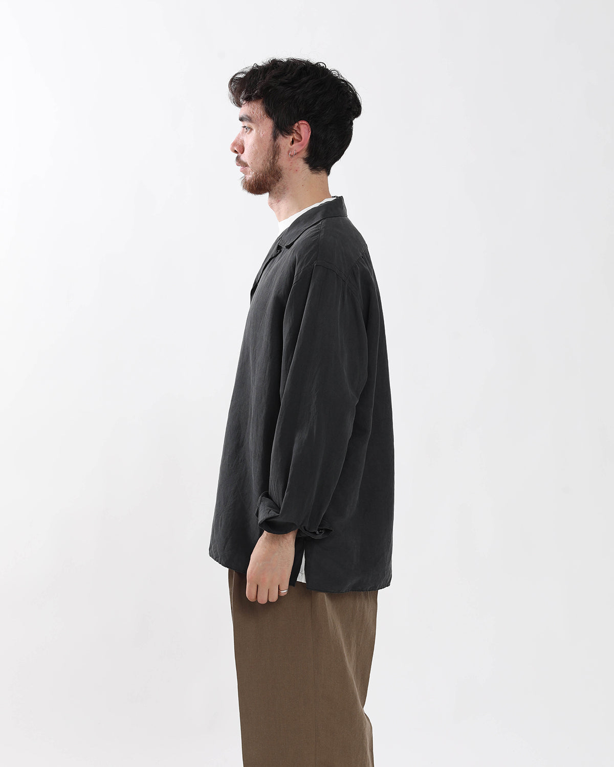 VINTAGE SILK LINEN OPEN COLLAR SHIRT – COVERCHORD