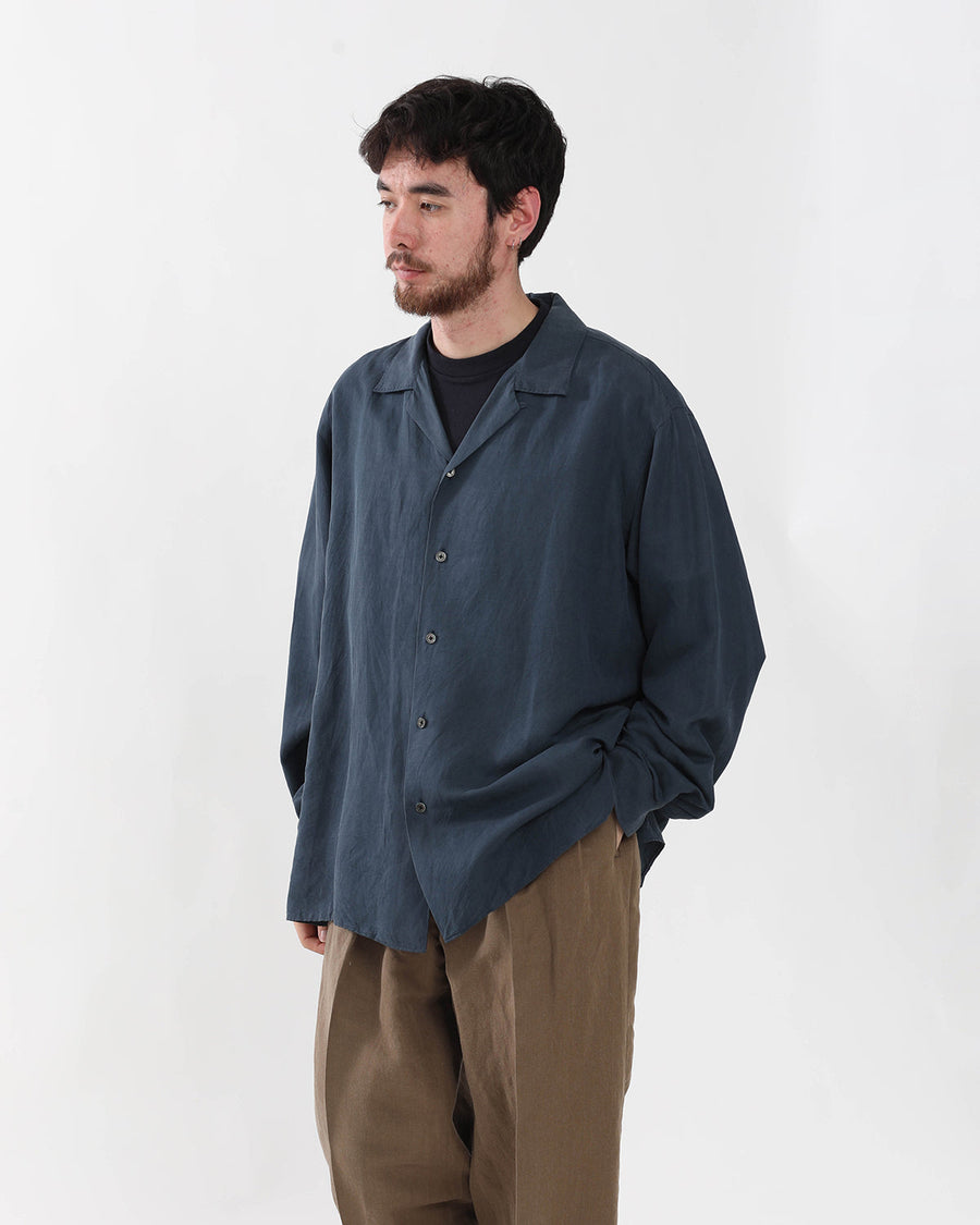 VINTAGE SILK LINEN OPEN COLLAR SHIRT – COVERCHORD