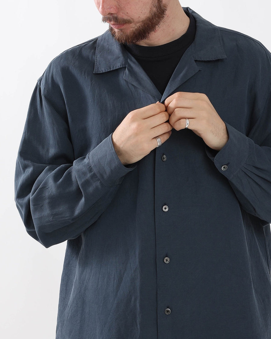 VINTAGE SILK LINEN OPEN COLLAR SHIRT – COVERCHORD