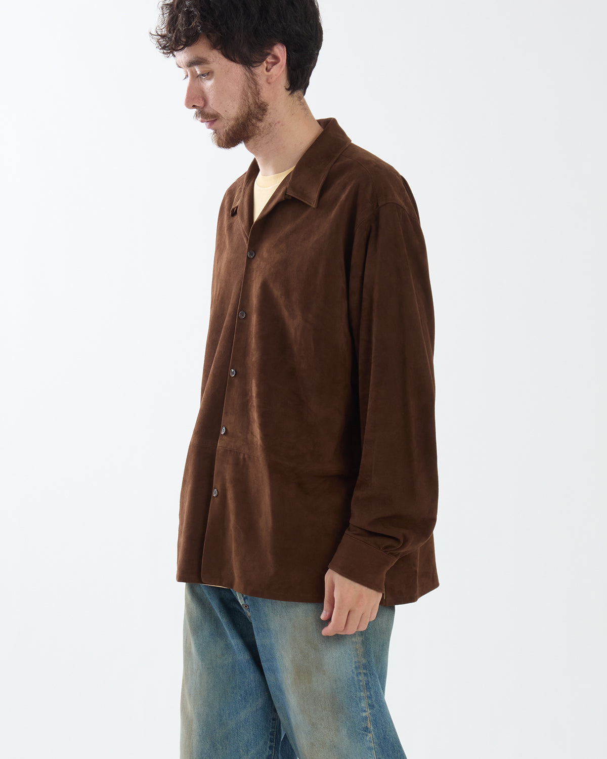 SUEDE LEATHER LOOP COLLAR SHIRTS