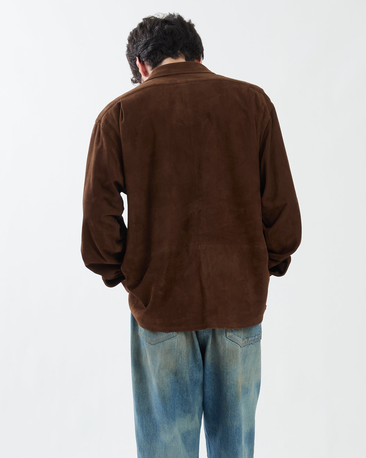 SUEDE LEATHER LOOP COLLAR SHIRTS