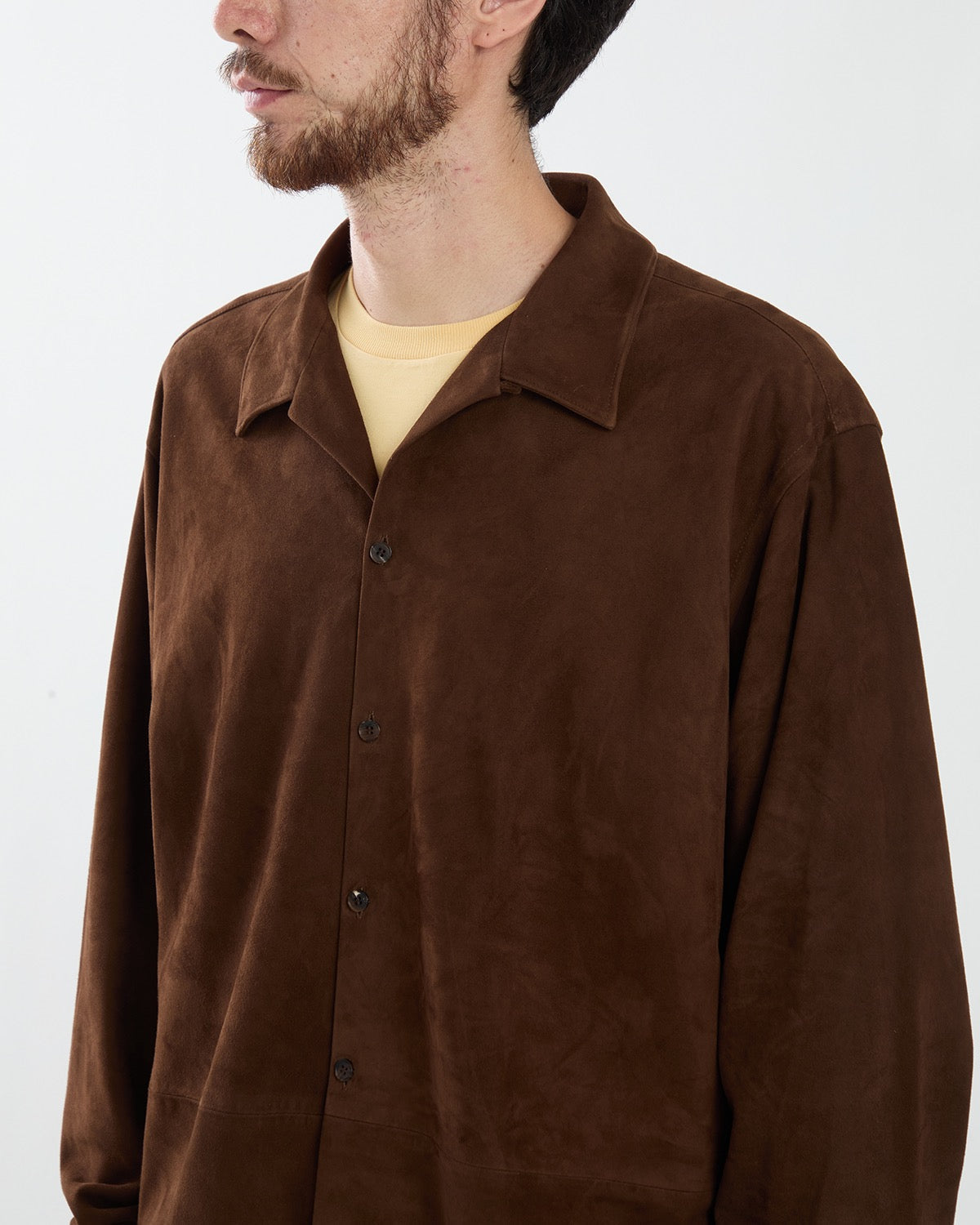 SUEDE LEATHER LOOP COLLAR SHIRTS