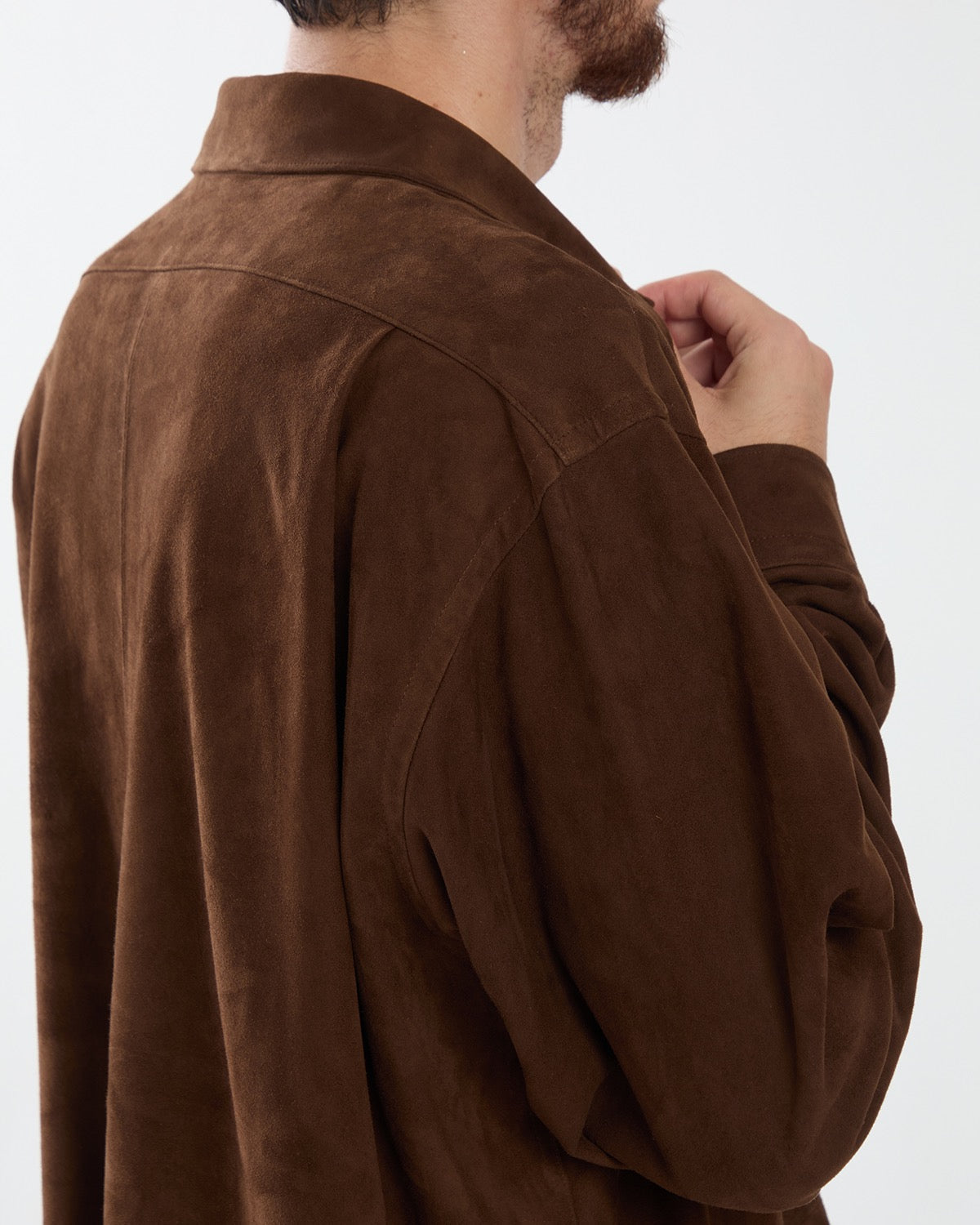 SUEDE LEATHER LOOP COLLAR SHIRTS