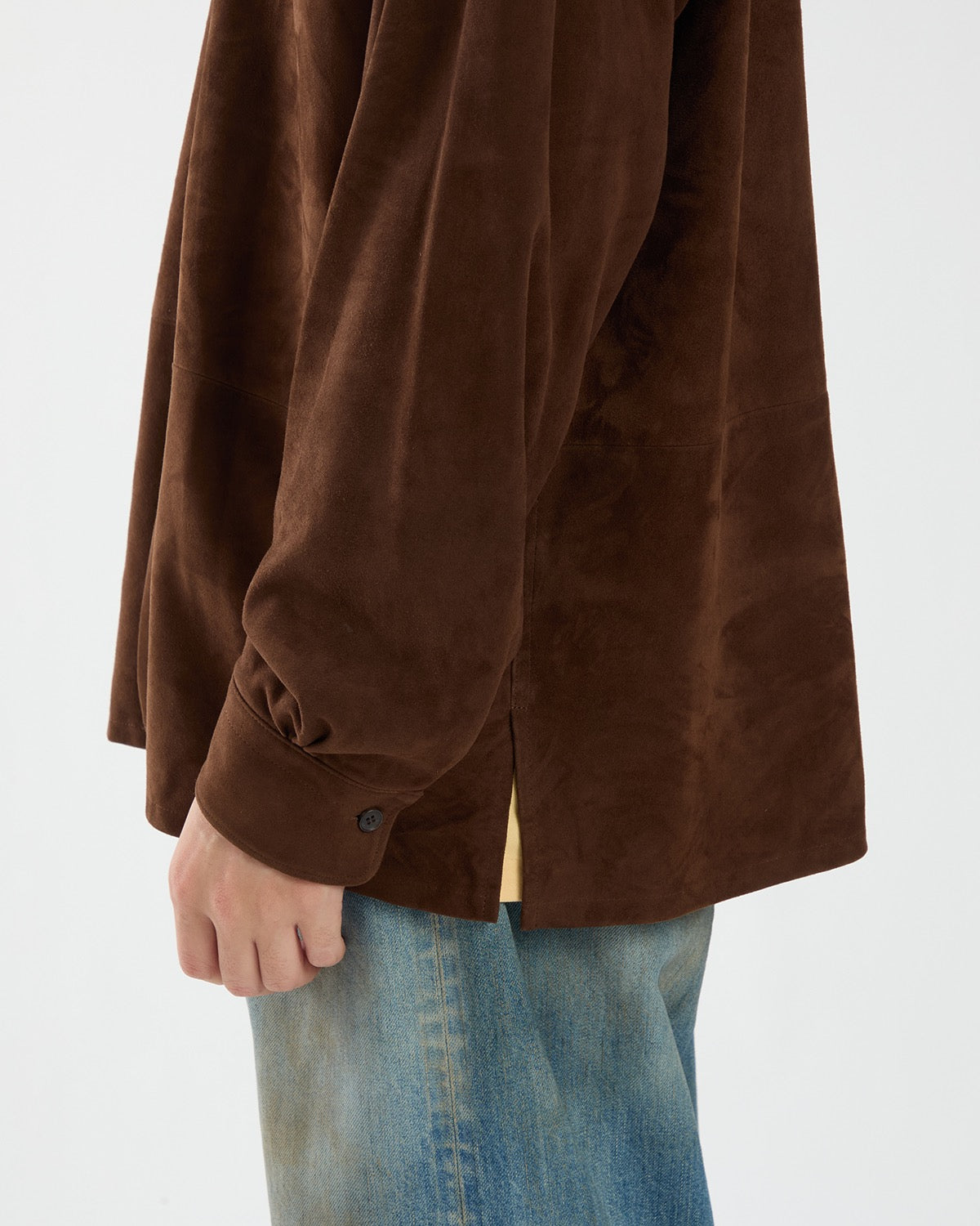 SUEDE LEATHER LOOP COLLAR SHIRTS