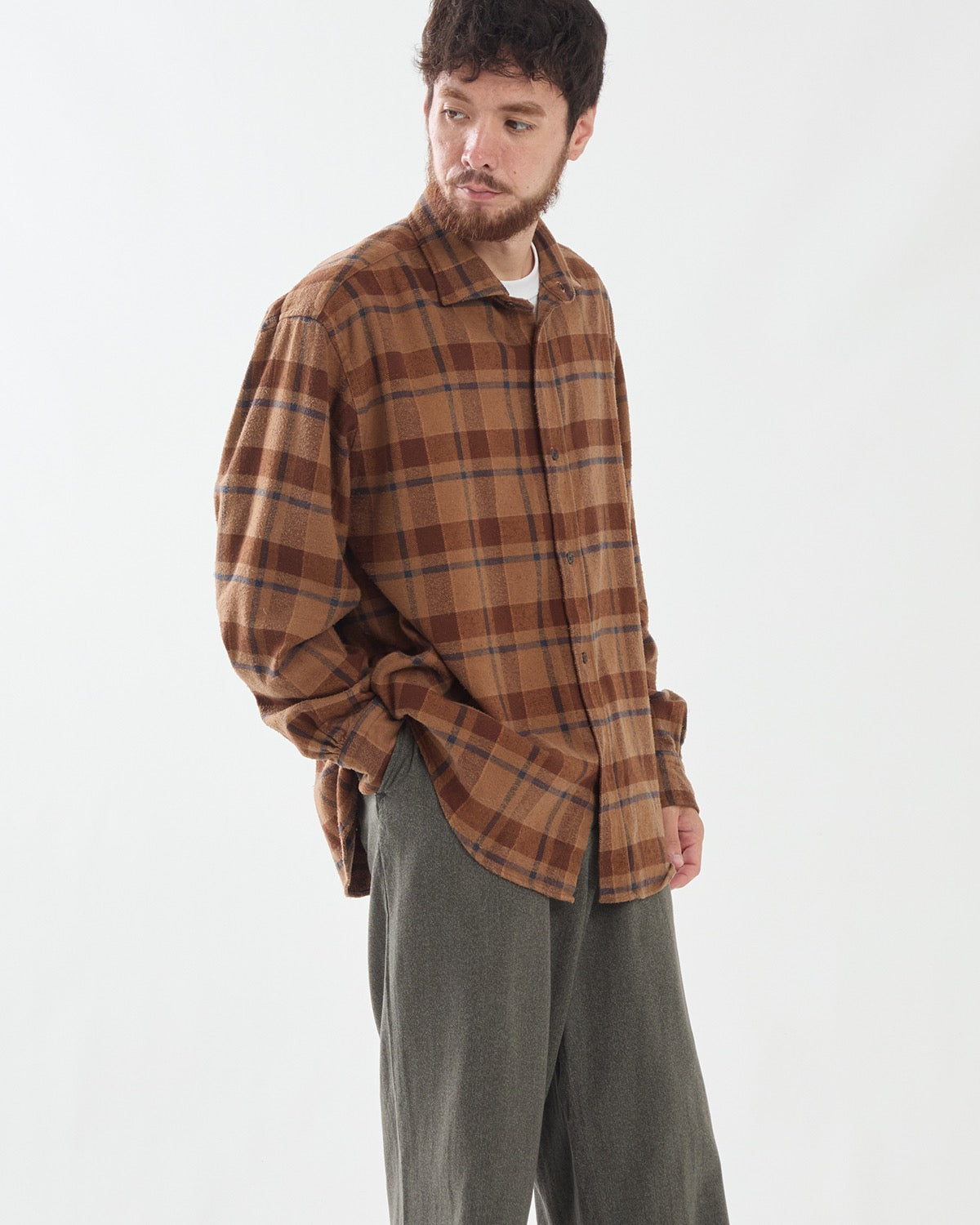VINTAGE COTTON SILK NEP TWILL CHECK SHIRTS