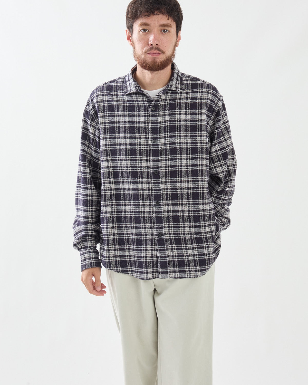 VINTAGE COTTON SILK NEP TWILL CHECK SHIRTS