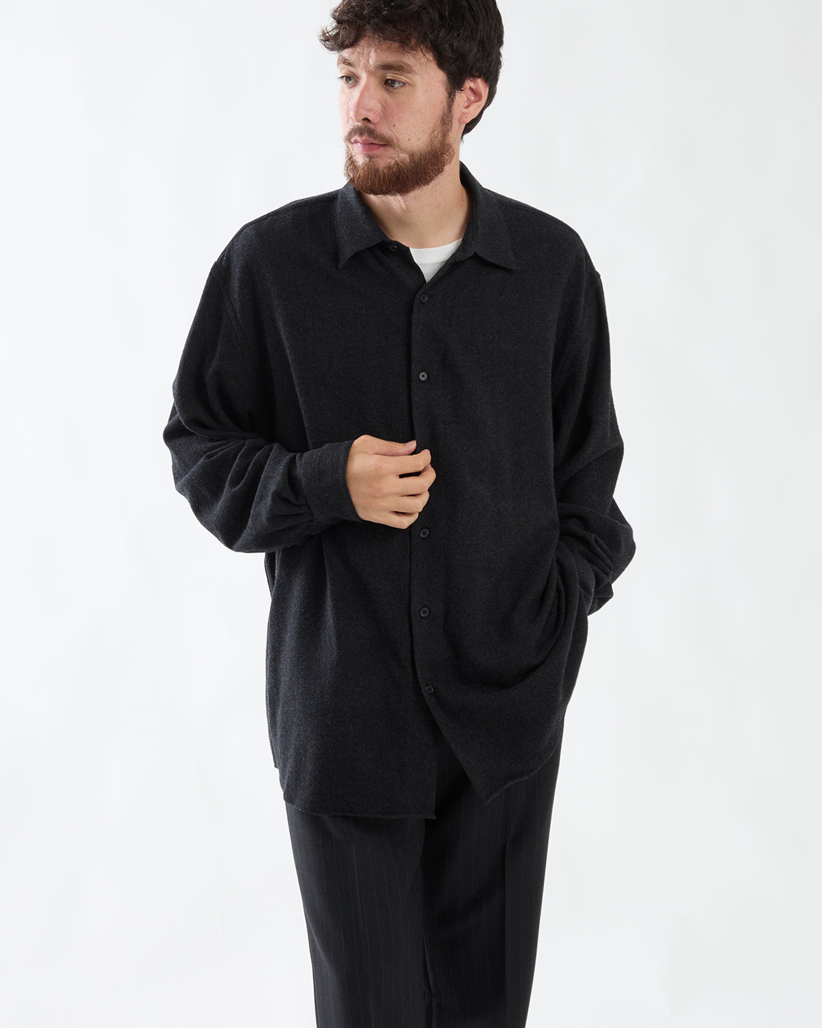 WOOL REGULAR COLLAR SHIRT