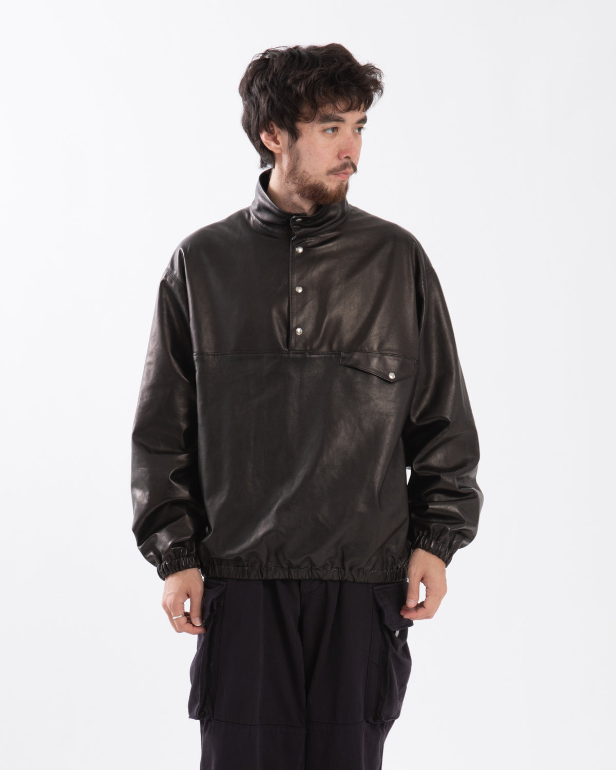 LEATHER PULLOVER SNAP SHIRTS