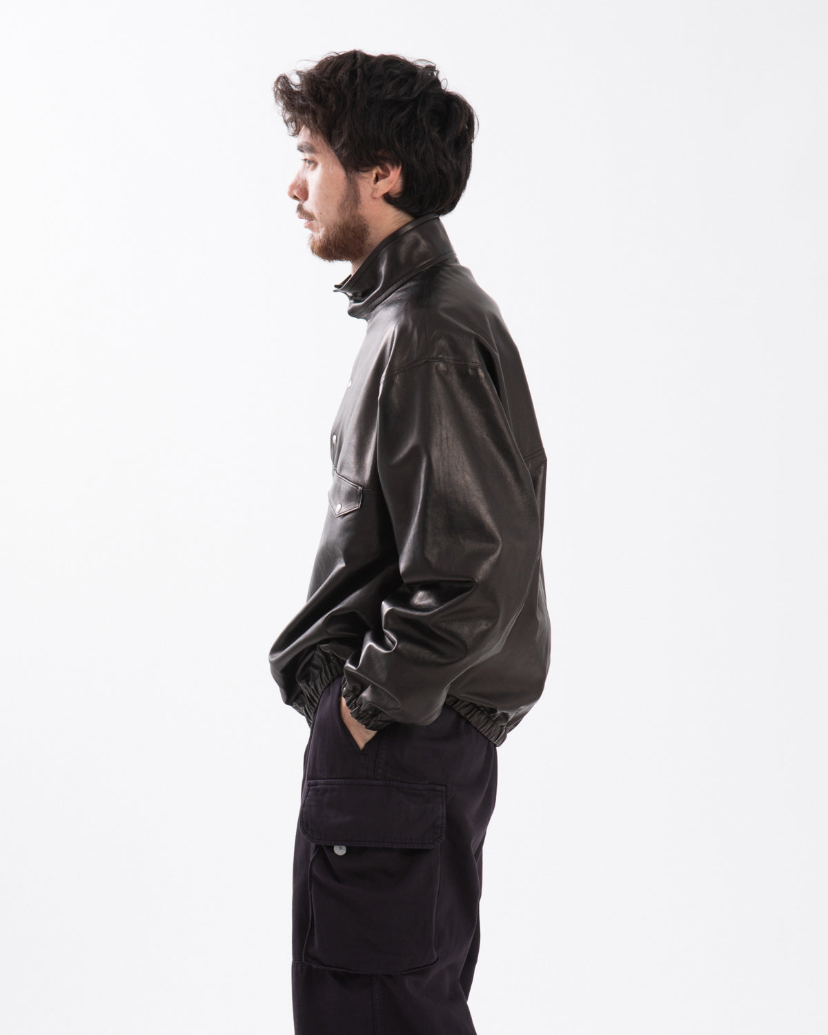 LEATHER PULLOVER SNAP SHIRTS
