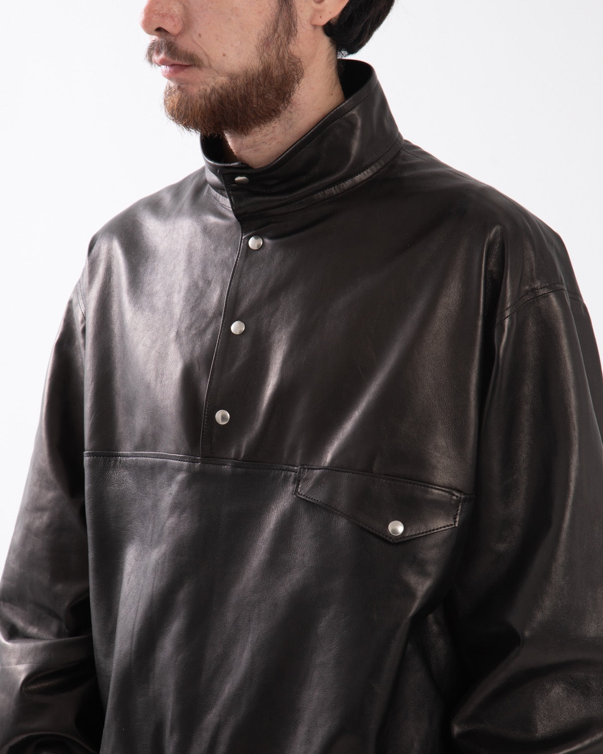 LEATHER PULLOVER SNAP SHIRTS
