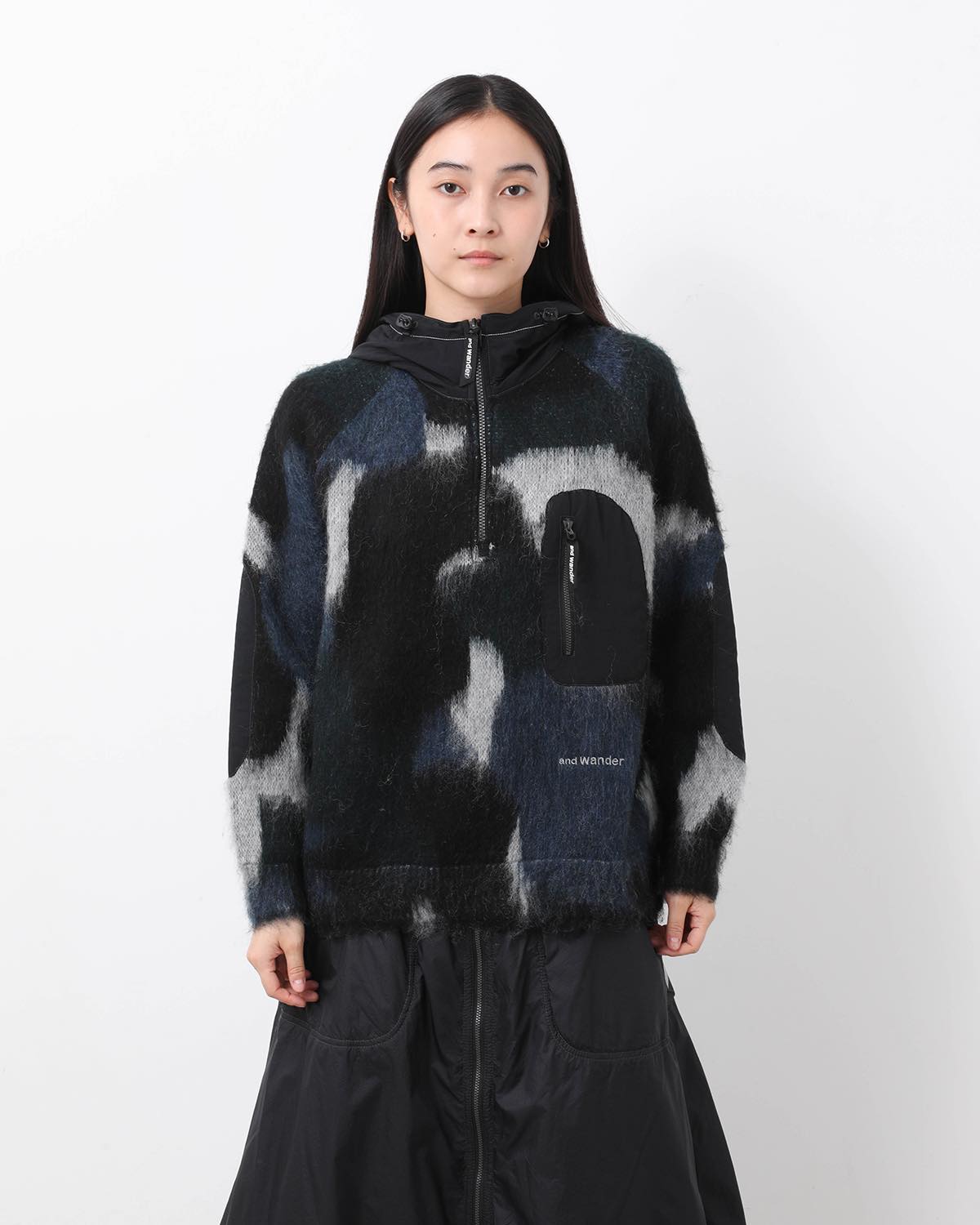 MIX COLOR SHAGGY KNIT HOODIE (WOMEN'S)