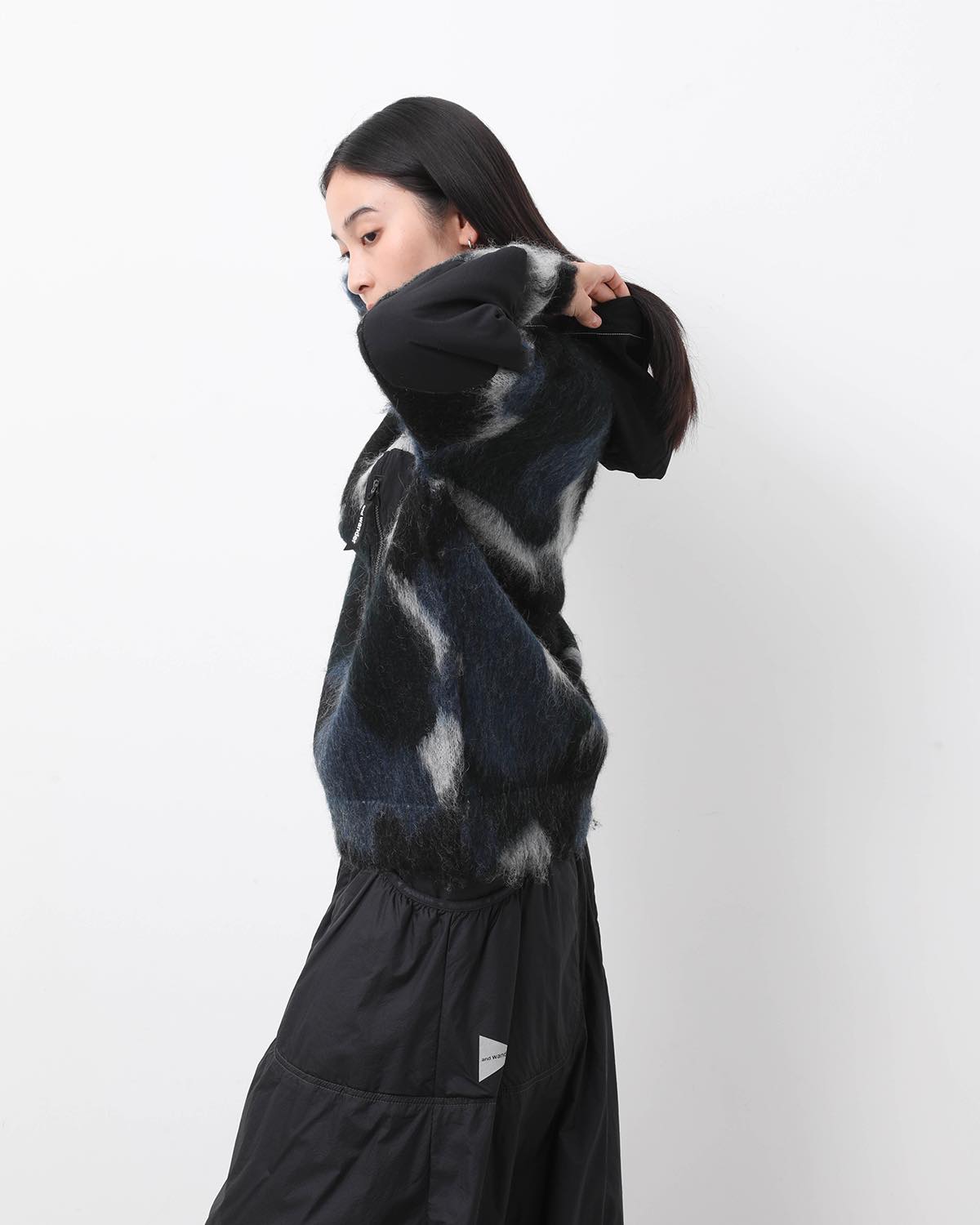 MIX COLOR SHAGGY KNIT HOODIE (WOMEN'S)