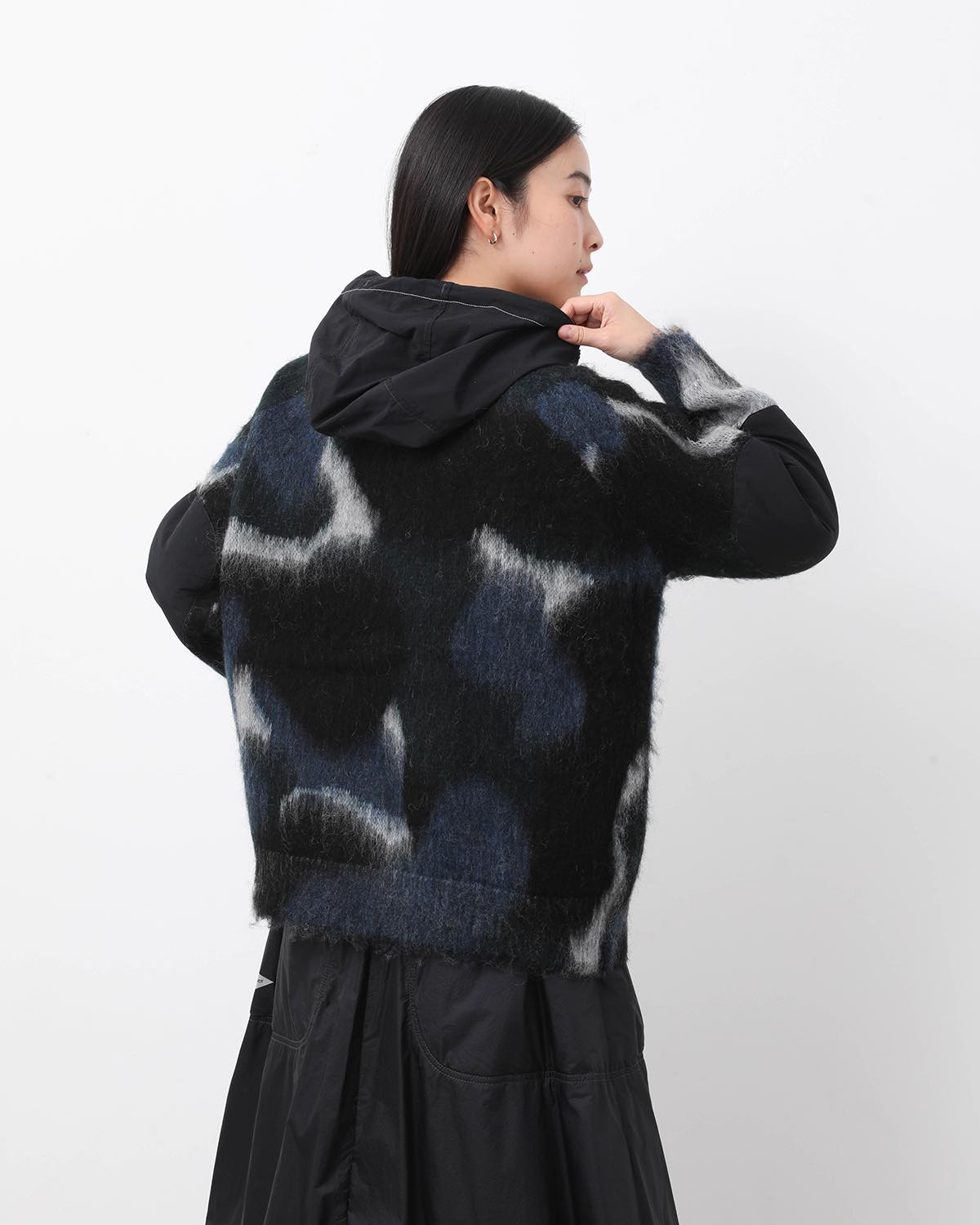 MIX COLOR SHAGGY KNIT HOODIE (WOMEN'S)