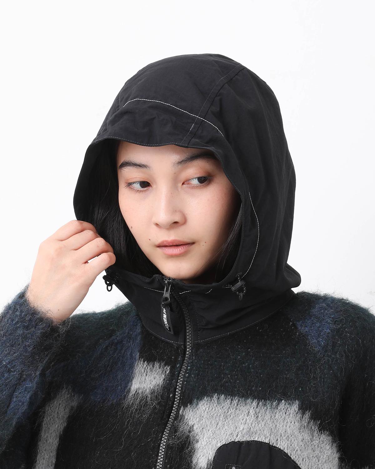 MIX COLOR SHAGGY KNIT HOODIE (WOMEN'S)