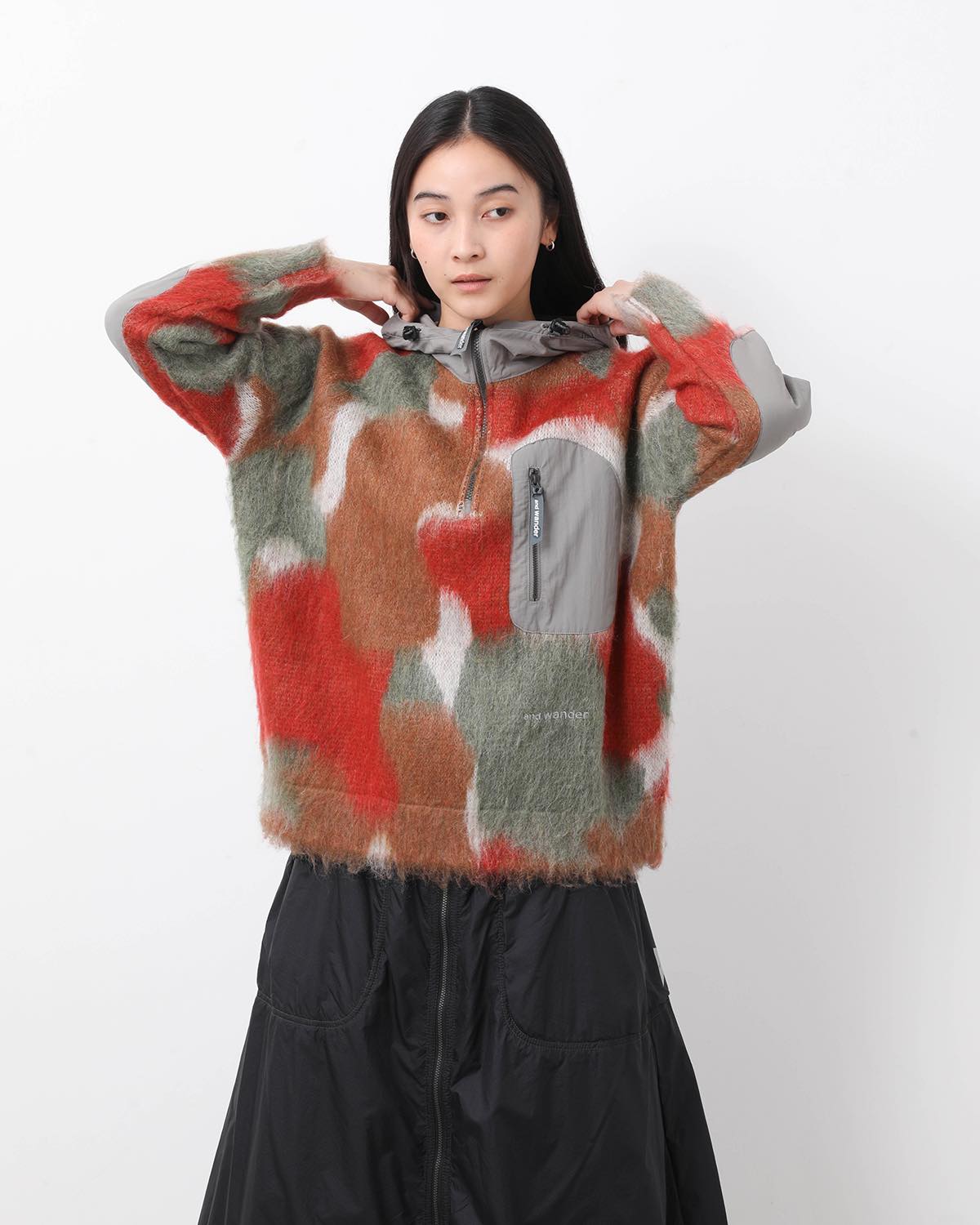 MIX COLOR SHAGGY KNIT HOODIE (WOMEN'S)