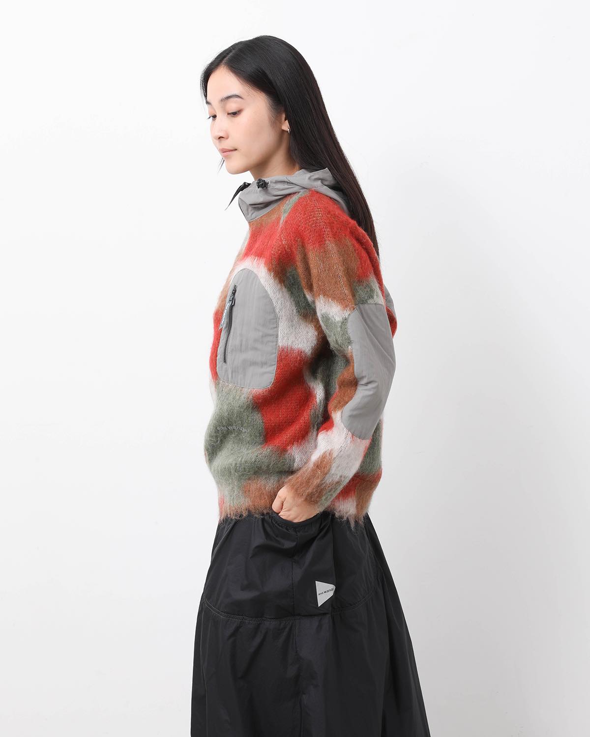 MIX COLOR SHAGGY KNIT HOODIE (WOMEN'S)