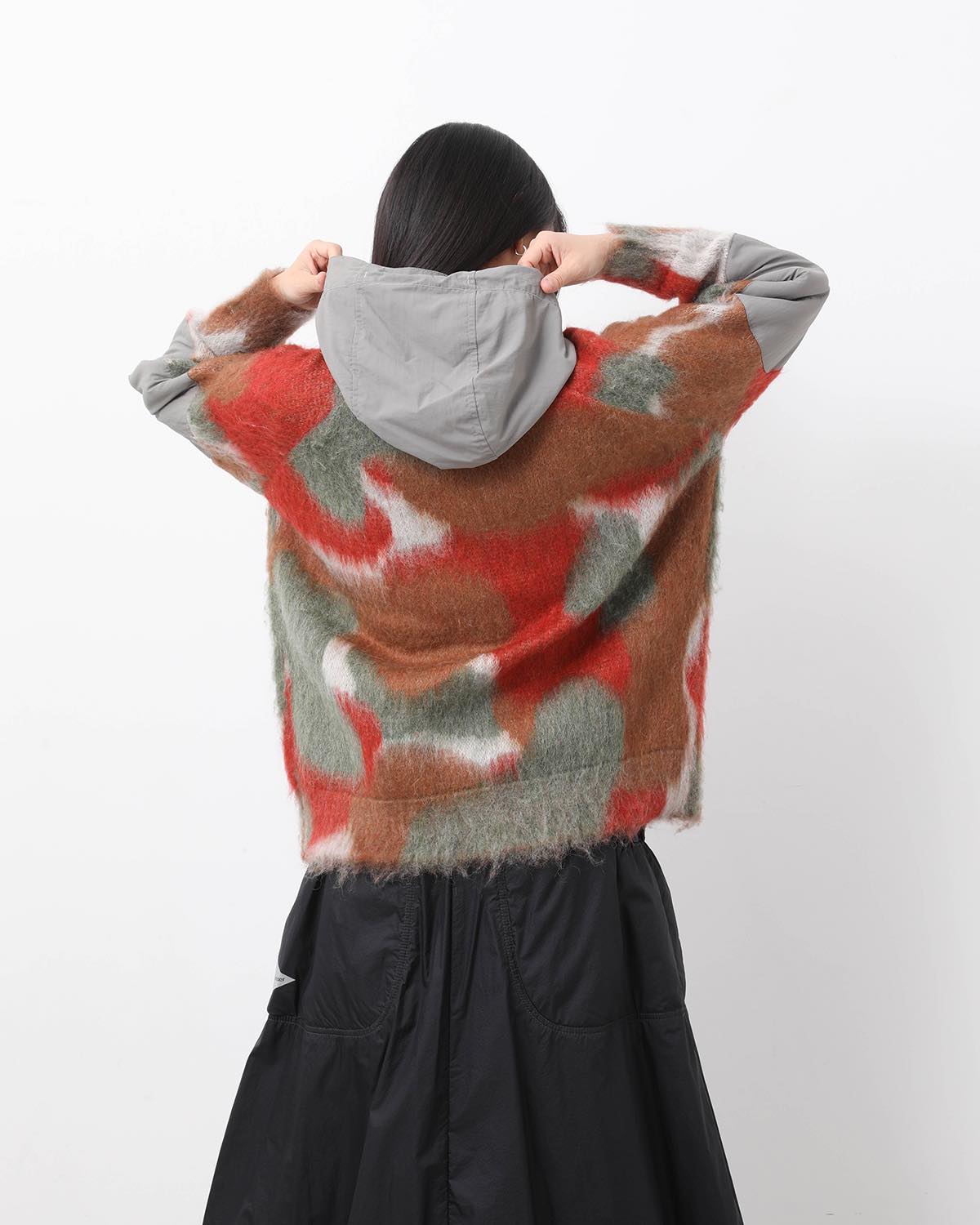 MIX COLOR SHAGGY KNIT HOODIE (WOMEN'S)
