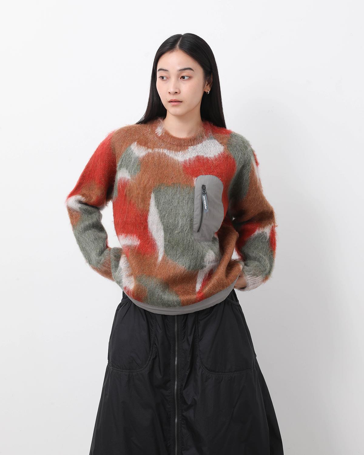 MIX COLOR SHAGGY KNIT SWEATER (WOMEN'S)