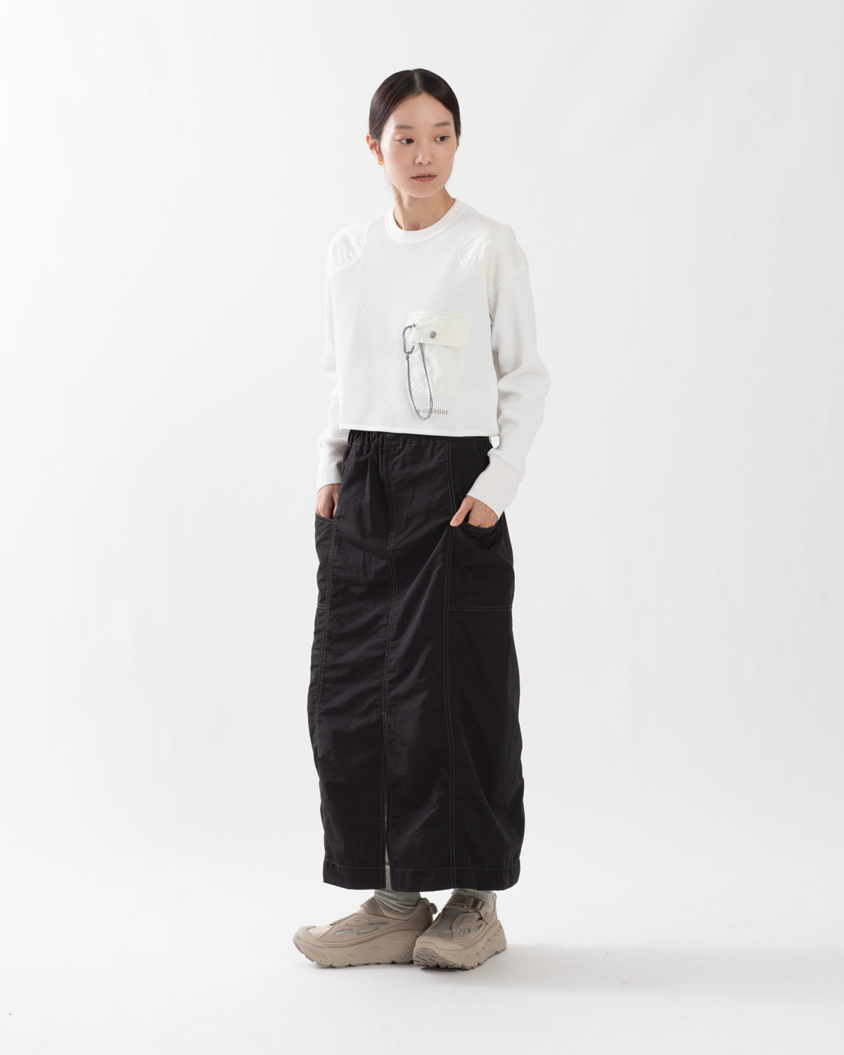 CRINKLED NYLON SKIRT (W)
