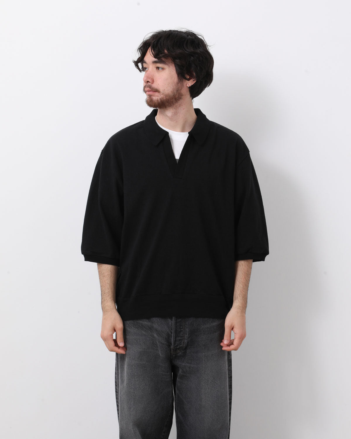 CO/SILK NEP SKIPPER CROPPED SLEEVE