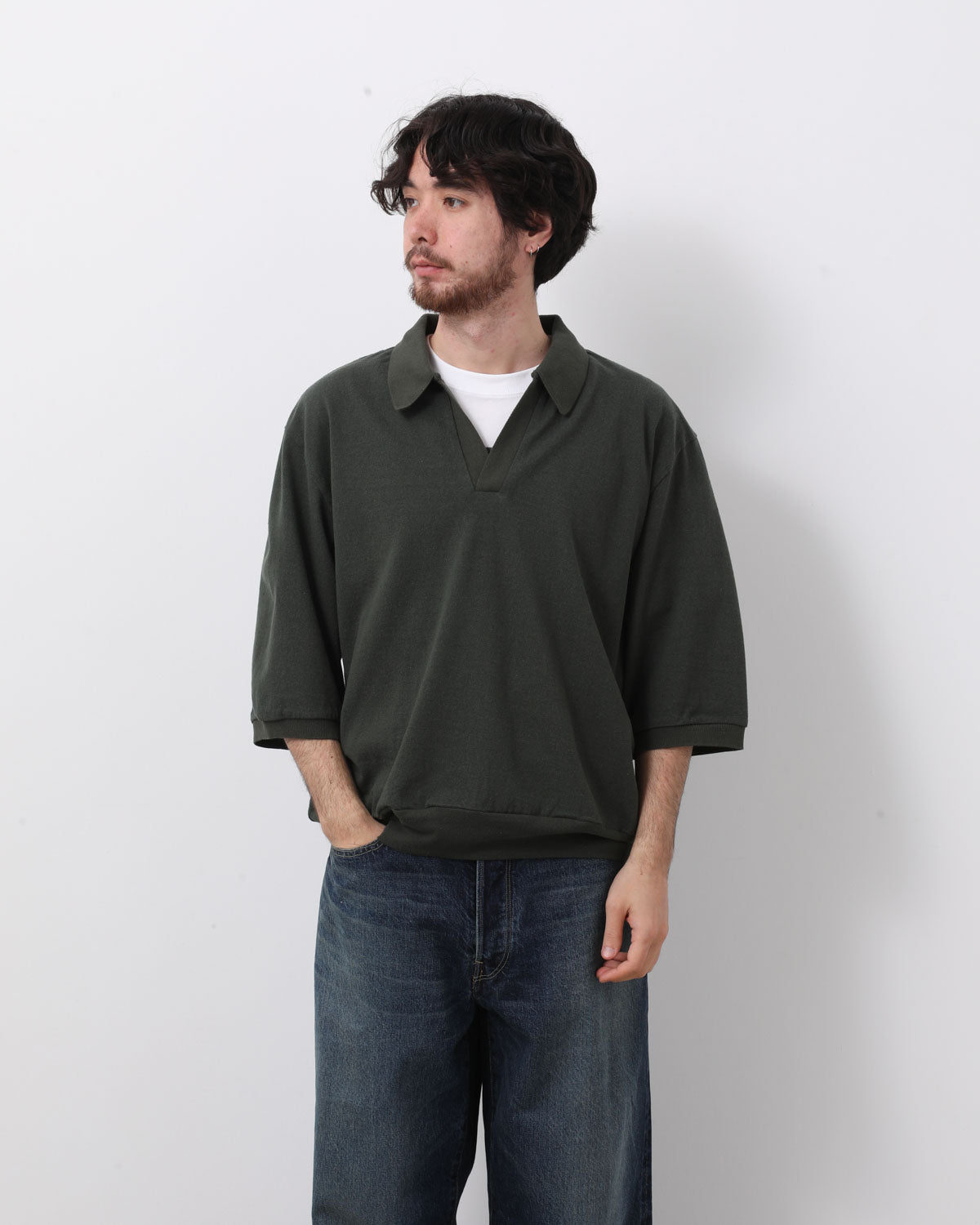 CO/SILK NEP SKIPPER CROPPED SLEEVE